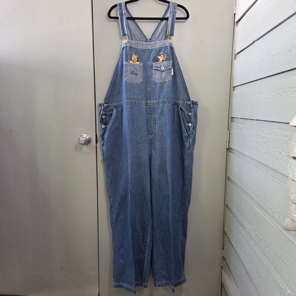 Vtg 90s Overalls Womens 24 Winnie the Pooh Tigger "Bee Yourself" Wide Leg Disney